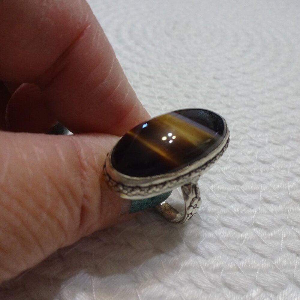 Beautiful MONTANA AGATE Handmade Sterling 925 Ring Size 9 #759C